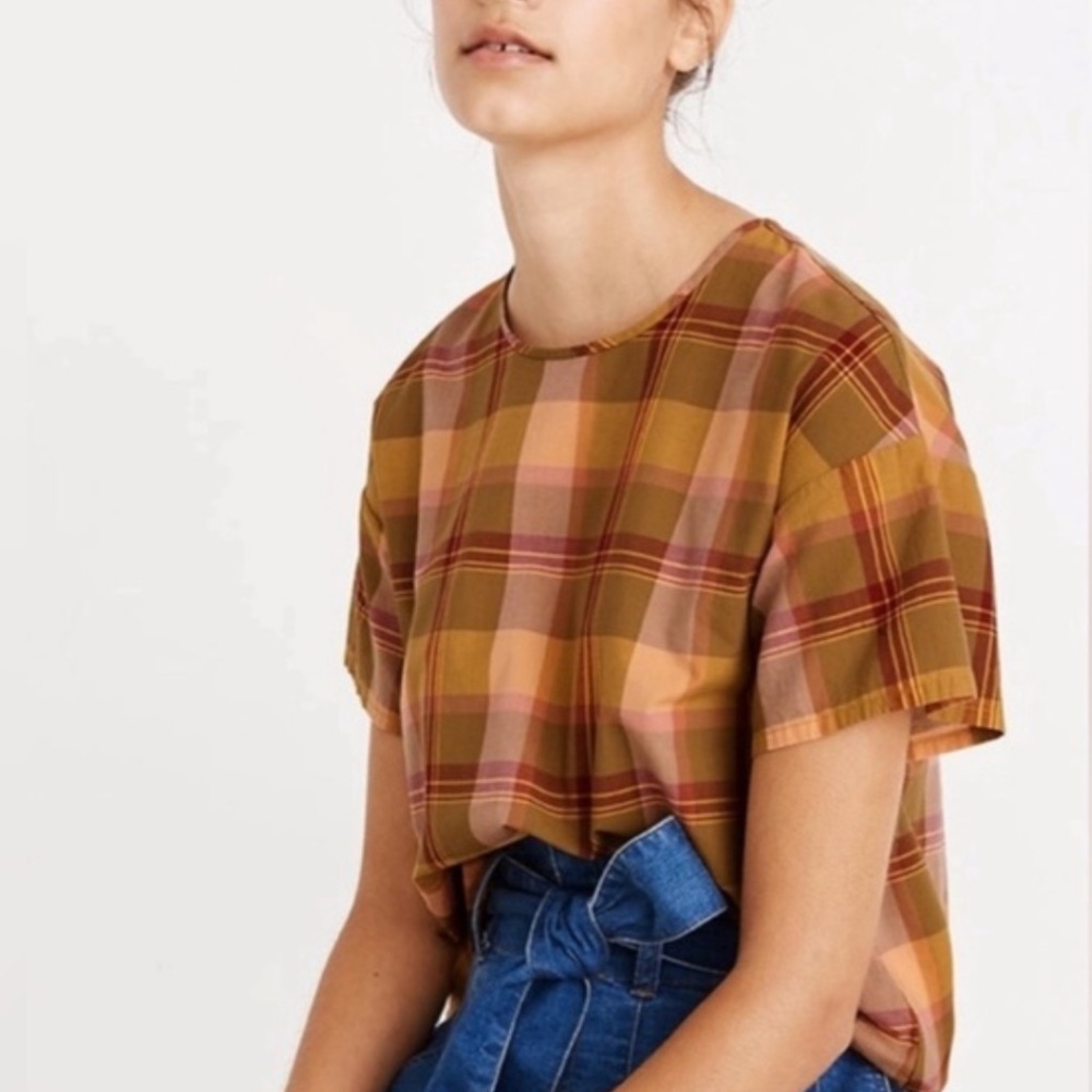 Madewell Plaid Short Sleeve Women's Top. Size XS
